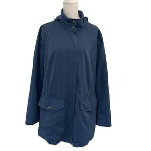 J. Jill Outdoor Utility Packable Hood Jacket Coat Pockets Lined Blue size Medium